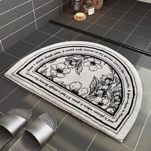 Retro Semi-circular Bath Mat Non Slip Bathroom Carpet Plush Soft Bathroom Rug Absorbent Bath Carpet Doormats Entrance Door Mat
