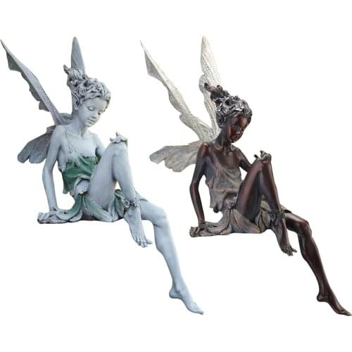 Lifelike Resin Fairy Statue Pond Figurine Porch Angel Sculpture Ornament