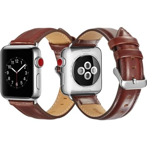 Genuine Cow Leather loop For Apple Watch Series 6 SE 5 4 3 2 1 Metal Buckle Bands Bracelet for Iwatch 40MM 44MM 38MM 42MM Strap