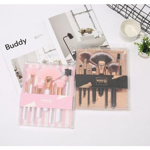 SAIANTTH 8pcs Korea Cosmetics Brush Tools Beginner Eye Shadow Portable Foundation Full Set Makeup Brushes Set eyelash Fan Beauty