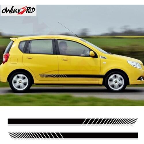 2pcs Car Side Stripe Skirt Decor Sticker For-Chevrolet Aveo Accessories Auto Body Sport Styling Vinyl Decals Customized Sticker