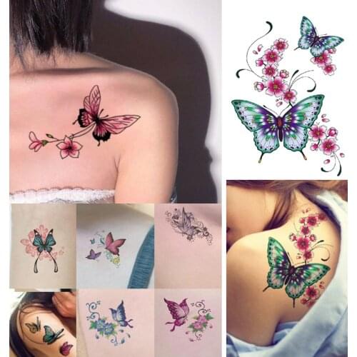 Waterproof temporary tattoos sexy fake tattoo body art sticker cool thing stuff traumatic stickers women girl butterfly for men