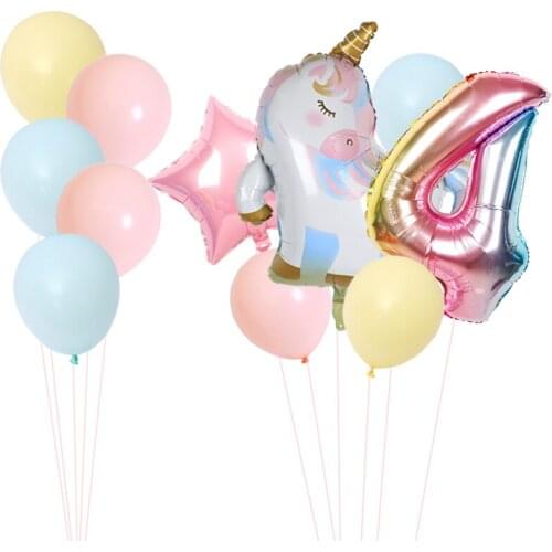 1 Set Unicorn Party Balloons Birthday Baloon Unicorn Decoration Latex Macaron Balloon Birthday Party Decoration Balloons Kids