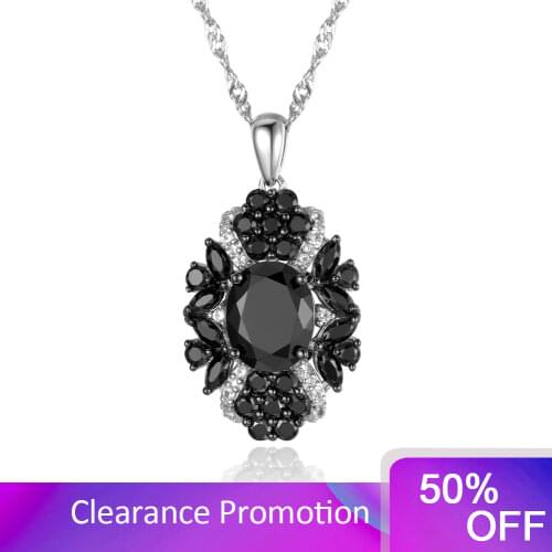 GZ ZONGFA Fashion Luxury Black Spinel Gem Handmade women jewelry 925 Sterling Silver Pendant Necklace