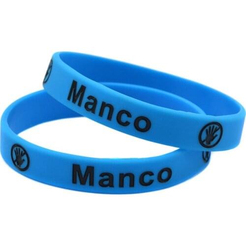 1PC Manco Silicone Bracelet Blue Debossed and Filled in Color for Gamer