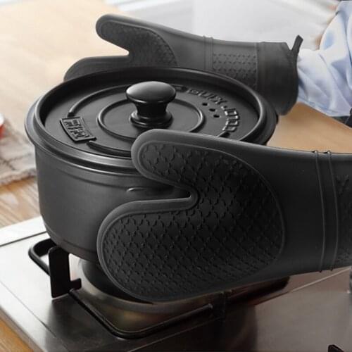 1pc Heat Resistant Silicone Shell Kitchen Oven Mitts 450°F / 240°C with Waterproof Cotton Lining for BBQ Cooking Baking Washable