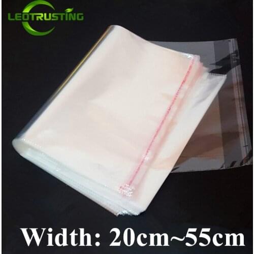 Leotrusting 100pcs 31-50cm Width Large Clear OPP Adhesive Bag Transparent Poly Resealable Packaging Bag Self Plastic Gift Bag