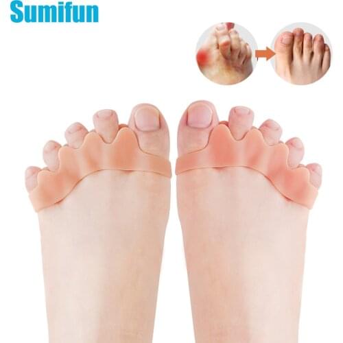 2pcs 5holes Silicone Gel Toe Separator Hallux Valgus Orthopedic Protector Thumb Corrector Spacers Bunion Relief Foot Care Tools