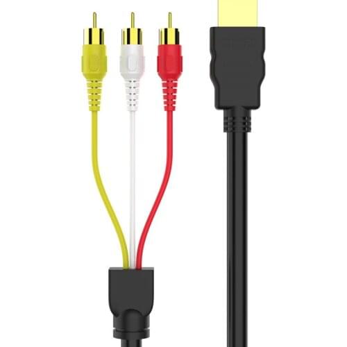 2pcs RCA Cable Male to 3RCA AV Composite Male M/M HDMI-Compatiable Connector Audio Video Converter Adapter Cord Transmitter