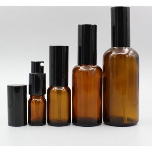 200pcs 10ml/15ml/20ml/30ml/50ml brown glass fine mist spray bottle,electrochemical aluminum nozzle and lid