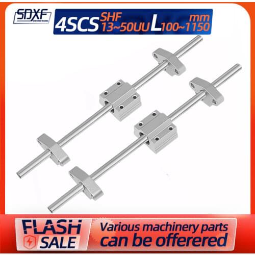 Factory direct sale, 2pcs round linear rail- 13/25/30/35/40/50mm，4pcs SCSUU linear bearing housing ，4pcs SHF linear rail clamp