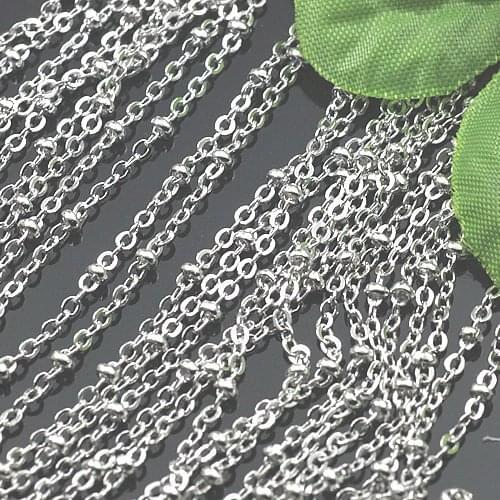 Free shipping!!!! 100m/lot DIY jewelry finding-Dull silver flat chain with 2mm ball chain