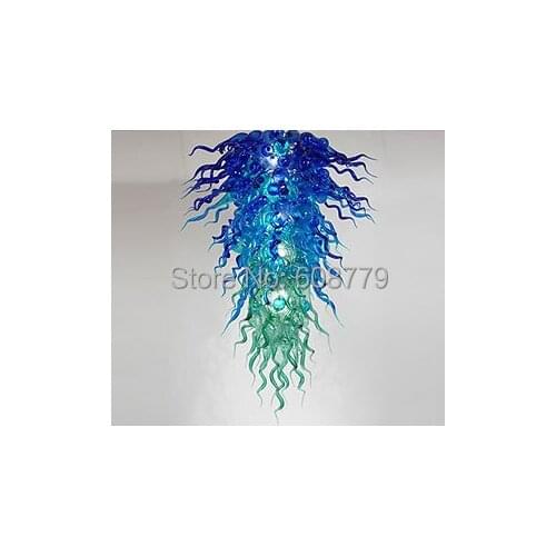 Free Shipping Blue and Green Stained Glass Chandelier with LED Bulbs