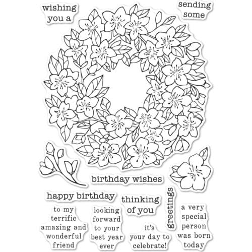 Cherry Blossom Wreath Transparent Silicone Clear Stamp/Seal for DIY Scrapbooking/Photo Album Decorative Cards Making Paper Craft