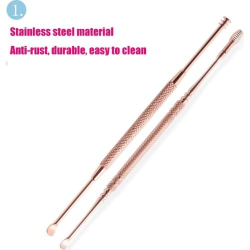 1PCS Double-ended Stainless Steel Spiral Ear Pick Spoon Ear Wax Removal Cleaner Ear Tool Multi-function Portable