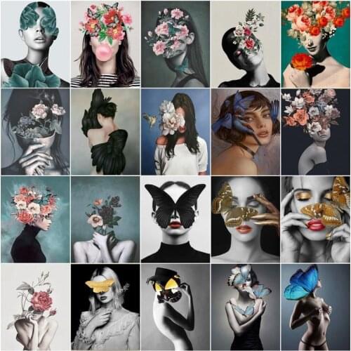 GATYZTORY Abstract Painting By Number Flower Animal Girl Modern DIY Picture For Adult Home Decor Oil Painting Women Art