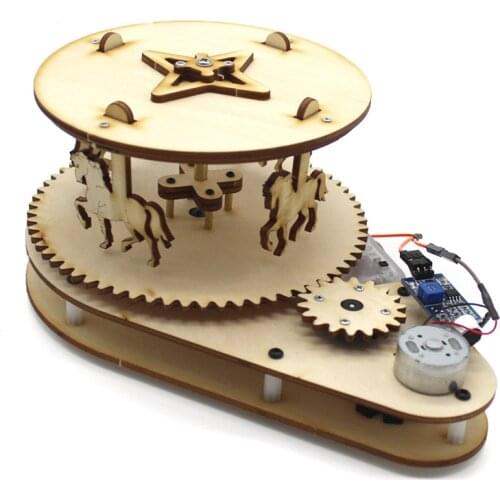 Voice control carousel sound automatic induction model toy DIY technology small production teaching aid