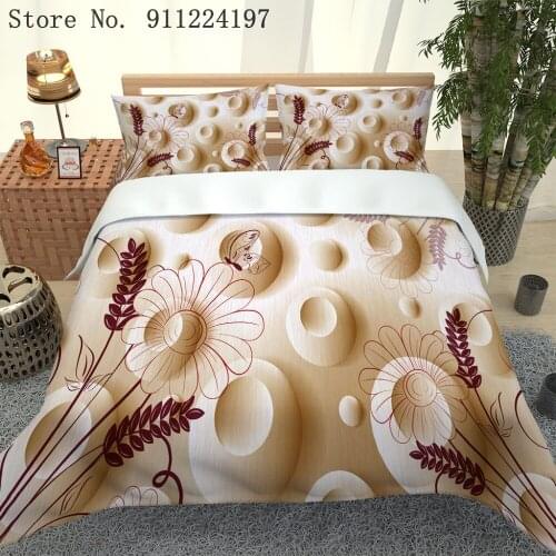 Nordic Simple Style Flower Duvet Cover Comforter Bedding Set 3D Printing Luxury 3pcs Quilt Cover Single Double Queen King Size