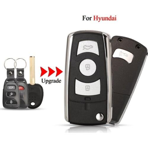 Kutery Upgrade Folding Car Key Shell For Kia For Hyundai Accent 3+1Buttons Remote Car Key Case Cover Centre Groove Right Slot