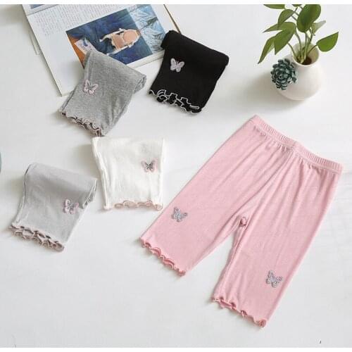 Girls Leggings Summer Kids Knee Length Five Pants Modal Elastic Pants Trouser Children Clothes 2-10Y Girls Leggings Leginsy