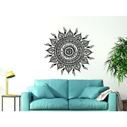 Mandala Wall Stickers Buddha Ornament Wall Decals Elephant Lotus Flower Symbol Meditation Vinyl Wall Art Murals Home Decor YG0