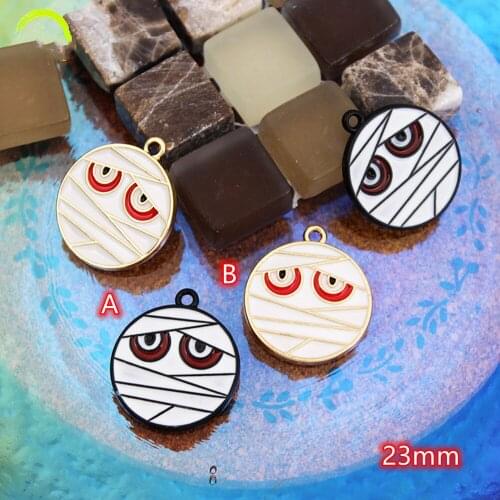 Cute Mummies Charms for Jewelry making Halloween Mummy Enamel Charm Pendant 10pcs Metal Cartoon Pendant diy Halloween Findings