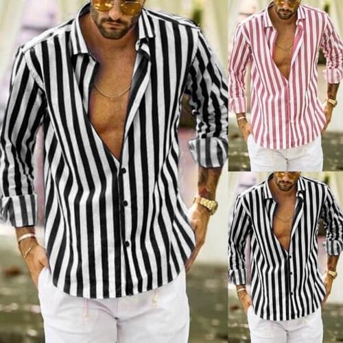 2021 New Men Fashio Vertical Shirt Striped Slim Fit Long Sleeve Casual Button Down Dress Shirts High Quality Daily Party Shirts