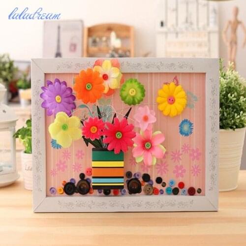 DIY Button Flower Handmade Sunflower Bouquet Kids Craft Kits Colorful Flowerpot Creative Kindergarten Educational Toys Puzzle
