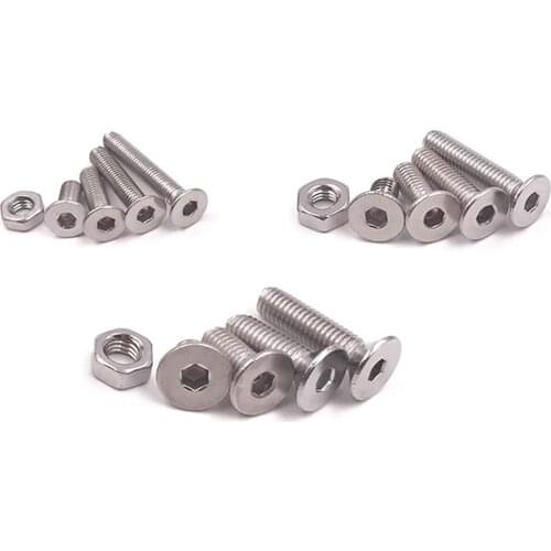 440pcs/box Allen Key Head Hex Socket Screw Set M3 M4 M5 Stainless Steel Flat Countersunk Head Bolt and Nuts screw Assortment Kit