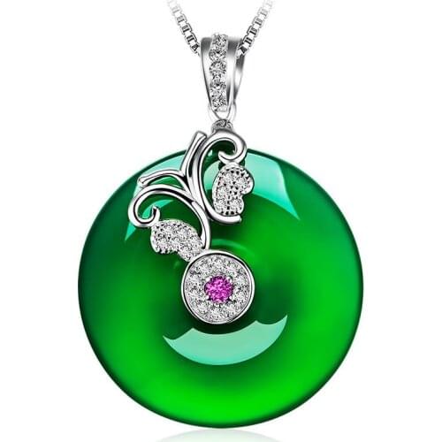 Atural green jade medullary Pendants&Necklace with free 925 silver chain for brave amulet women men jewelry
