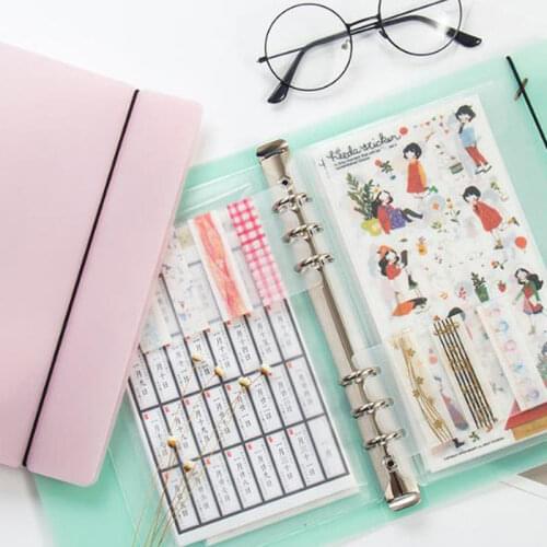 Yiwi A5 Pink Blue PVC Notebook Accessory Sheet Shell Office School Stationery Transparent Concise 6 Holes Binder Planner Cover