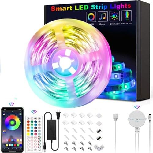 Dropshipping 1Pcs LED Light Strip 5050RGB 20m Round Bluetooth Control Smart APP Music Sound Control Set Led Lights For Bedroom