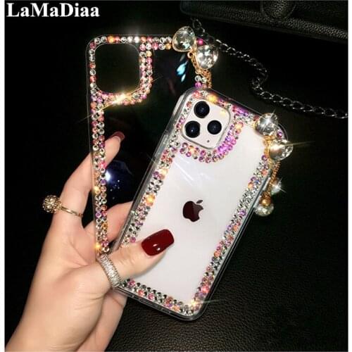 Luxury Bling Crystal Bow Diamond Rhinestone Clear Back Phone Case Cover For SamsungS6 S7 S8 S9 S10 S20 PLUS Lite Note8 9 10 Plus