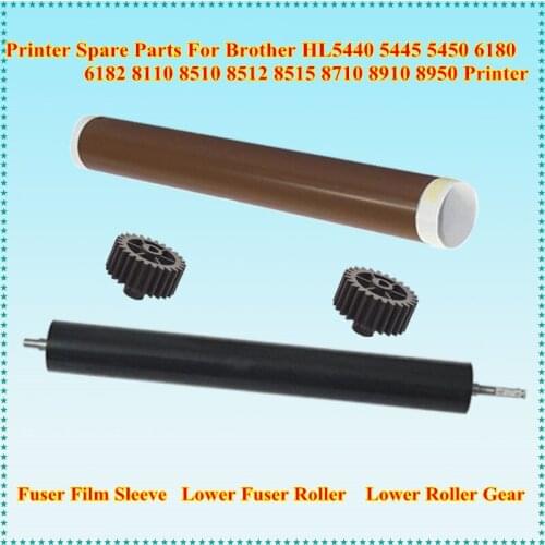 Fuser Film Sleeve + Lower Sleeved Roller + 2 X Fuser Gear for Brother HL 5440 5445 5450 5470 6180 6182 MFC 8512 8710 8910 8950