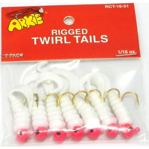 Fishing Jigs Lure Sea Bass Bait Soft Bait Jig Head Rigged Twirl Tails Worm Baits 7 Pieces Bag