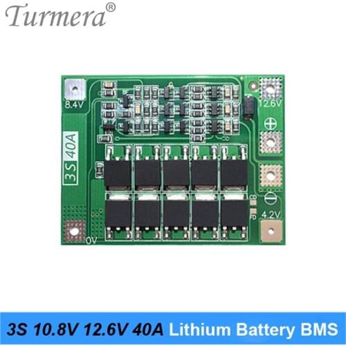 3S 40A BMS Lithium Battery 18650 21700 26650 Standard Protected Board 10.8V 12.6V for Screwdriver Drill and Headlamp Use Turmera
