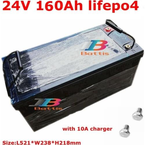 Waterproof 24V 160AH lifepo4 lithium Battery 100A BMS 4S 12.8V for motorhomes Solar energy EV AGV inverter + 10A Charger