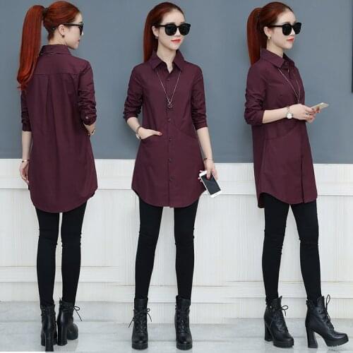 Lady Turn Down Collar Long Shirts Outwear Tops Summer Women Elegant All Match Blouse Solid Slim Long-Sleeved Shirts