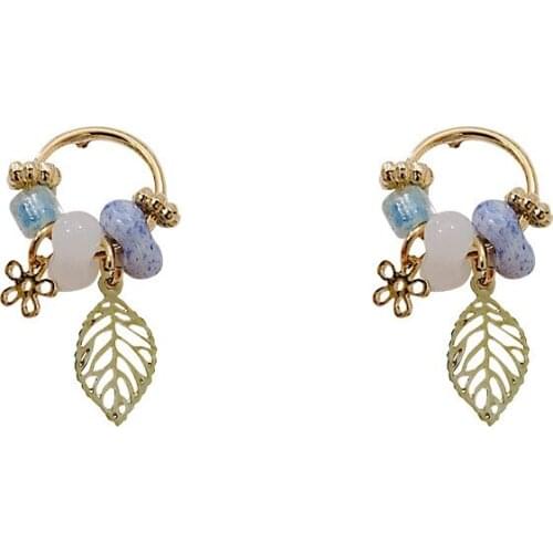 POTCET Korea 2021 Fashion Trend Womens Leaves Leaf Earrings Retro Earrings Simple Earrings 2021 Trend Jewels Free Shipping