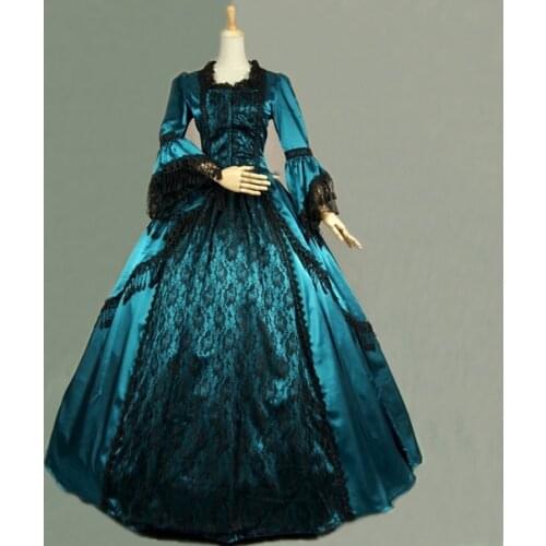 European Spring Womens Elegant Vintage Victorian Dress Ladies Jacquard Lace Halloween Lolita Costumes Party Long Gothic Dresses