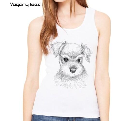 Vest Harajuku Women Camisole Tank Tops Vintage Dog Miniature Schnauzer Print Vogue Female Casual Loose Sports Top Streetwear