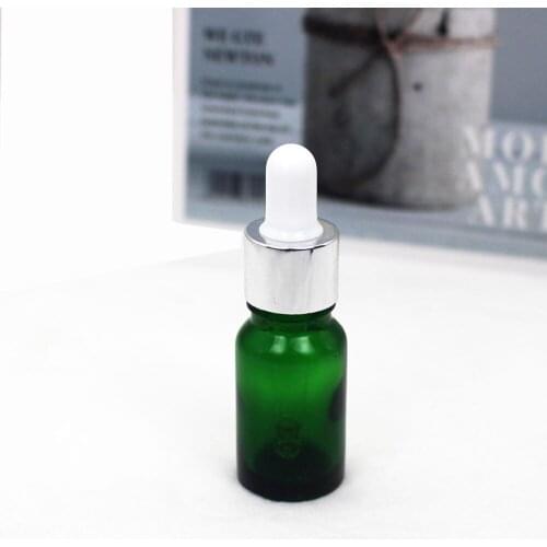 10ml emerald essential oil bottle with silver lid,blue cap,white tip,black tip