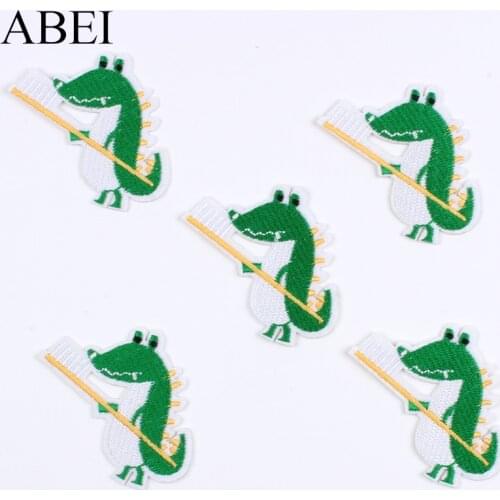 10pcs Cartoon Toothbrush Dinosaur Patches Cute Funny Stickers For Jeans School Bags Hats Pants Coats Jacks Appliques Sew Badge