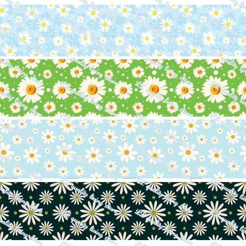 16-75MM Cartoon Daisy Printed Grosgrain Ribbon 50 Yards/Roll Tape Clothing Bakery Gift Wrapping Accessory Hairbow Head