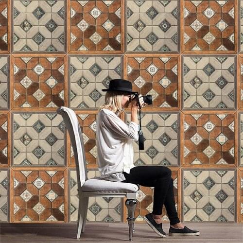 2018 promotion new arrival vintage baroque style tile stickers mural decal wall stickers for home decoration removable Wallpaper