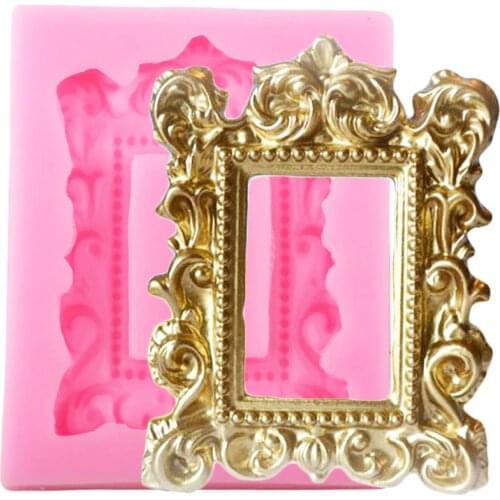 3D Baroque Scroll Frame Silicone Molds DIY Relief Cake Border Fondant Cake Decorating Tools Candy Clay Chocolate Gumpaste Moulds