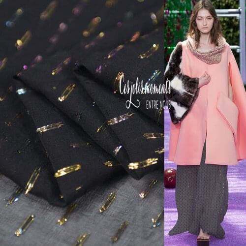 Glitter Metallic Brocade Black Silk Georgette Gauze Fabric For Dress Gown Wedding,SCG696