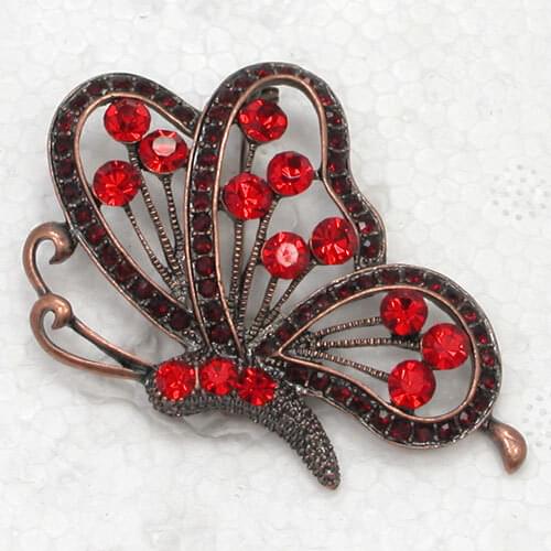 Antique copper Red Rhinestone brooch Butterfly Pin brooches Pendant C636 C3