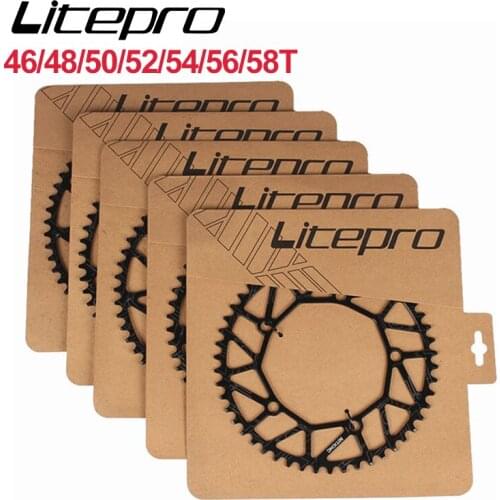 Litepro Road Folding Bike Chain Wheel 130 BCD 9 10 11 Speed Hollow CNC Alloy Single Disc 50/52/54/56/58T Bicycle Chainring