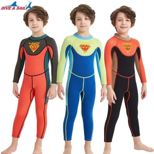 Childrens Diving Suits 2.5mm SCR Neoprene Nylon Thermal Anti UV Anti Jelly Fish Boys Swimming Surfing One-piece Suits